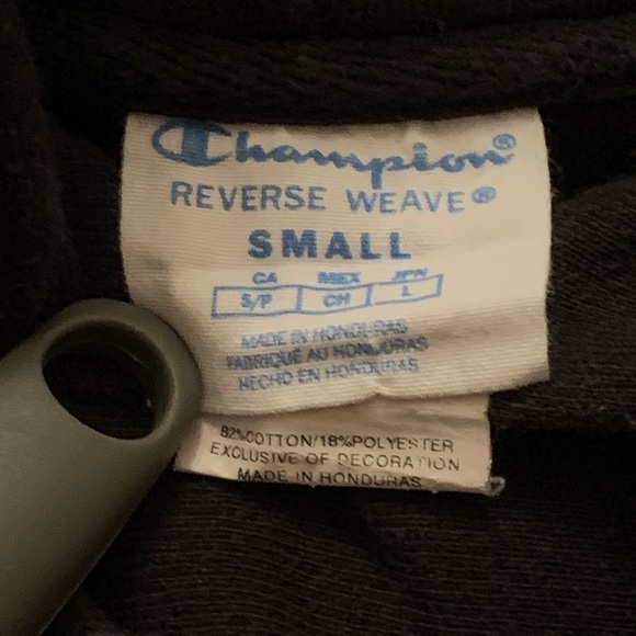 ⚫ CHAMPION BLACK REVERSE WEAVE LONG SLEEVE HOODIE MENS SIZE SMALL ⚫ - Picture 5 of 6